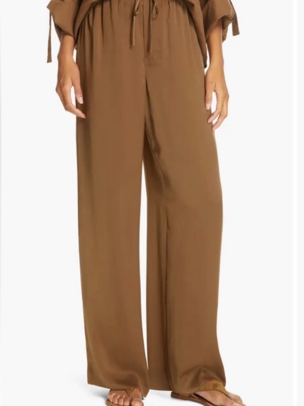 Vince Wide-Leg Elastic-Waist Pants in Golden-Brown.  Side and Back Pockets!
